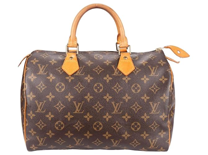 Louis Vuitton Canvas Monogram Speedy 30 handbag Brown Leather  ref.1302445