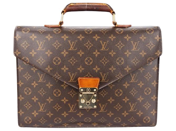Louis Vuitton Canvas Monogram Serviette Business Bag Brown Leather  ref.1302449
