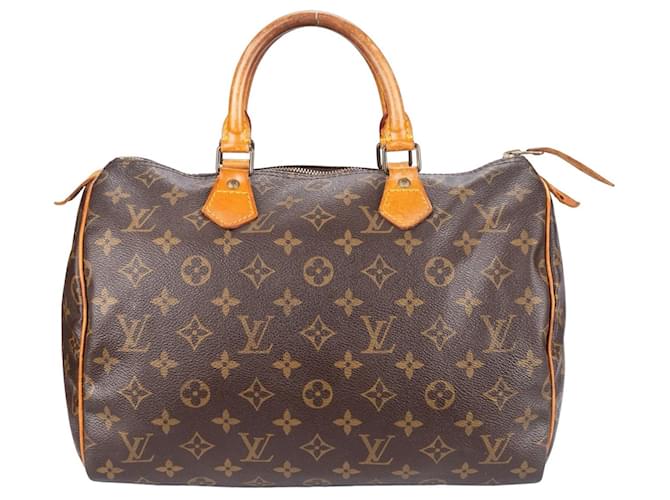 Louis Vuitton Canvas Monogram Speedy 30 handbag Brown Leather  ref.1302453
