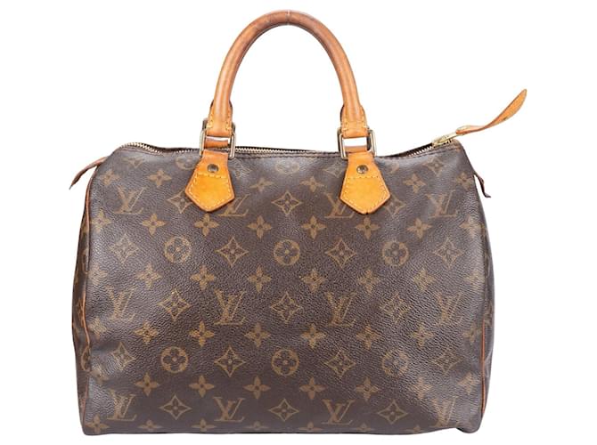 Louis Vuitton Canvas Monogram Speedy 30 handbag Brown Leather  ref.1302454