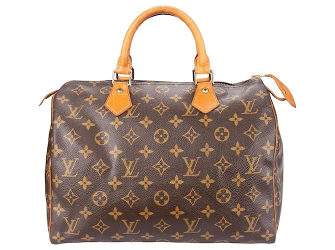 Louis Vuitton Canvas Monogram Speedy 30 handbag Brown Leather  ref.1302455