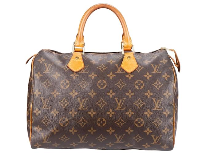 Louis Vuitton Canvas Monogram Speedy 30 handbag Brown Leather  ref.1302456