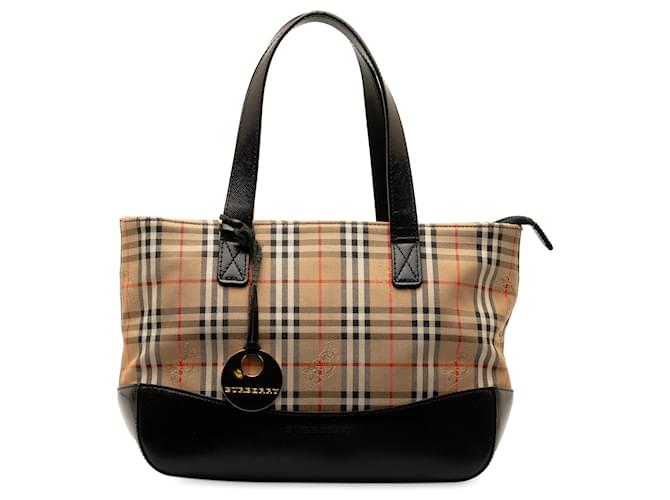 Tan Burberry Haymarket Check Shoulder Bag Camel Leather  ref.1302460