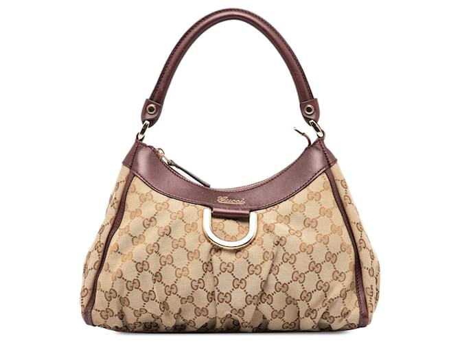 Beige Gucci GG Canvas Abbey Handtasche mit D-Ring Leder  ref.1302462