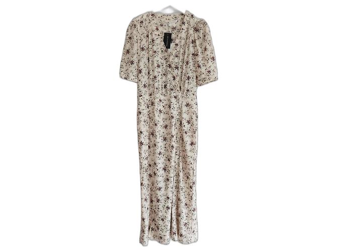 Vestido de té de seda floral Mika de Veronica Beard. Crudo