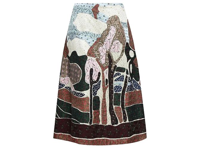 VALENTINO GARAVANI Seiden-Midirock Beige