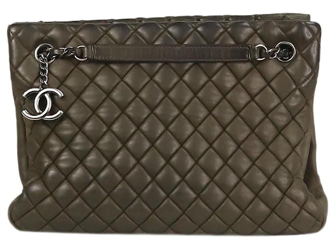 Chanel Khaki green 2014 quilted chain shoulder bag Leather  ref.1302512