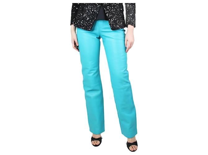 Autre Marque Turquoise leather trousers - size UK 10 Green  ref.1302514