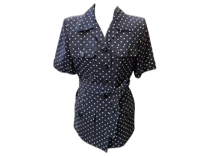 Colete do Saara com bolinhas Yves Saint Laurent Branco Azul marinho