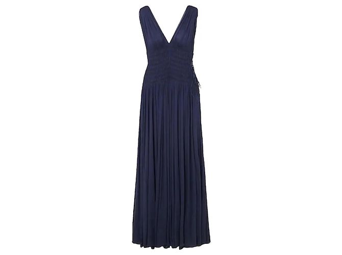 Abito da notte Alaïa in tulle e satin blu navy