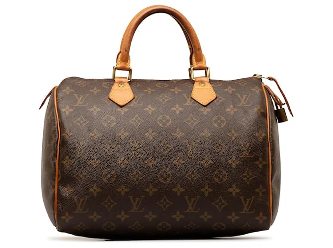 Louis Vuitton Brown Monogram Speedy 30 Leather Cloth  ref.1302557