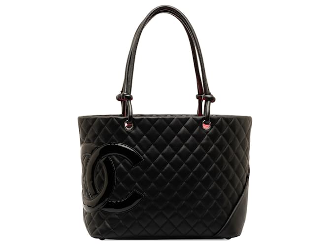 Chanel Schwarze große Cambon Ligne-Tasche aus Lammleder  ref.1302564