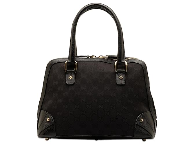 Gucci Black GG Canvas Nailhead Handbag Leather Cloth Pony-style calfskin Cloth  ref.1302575