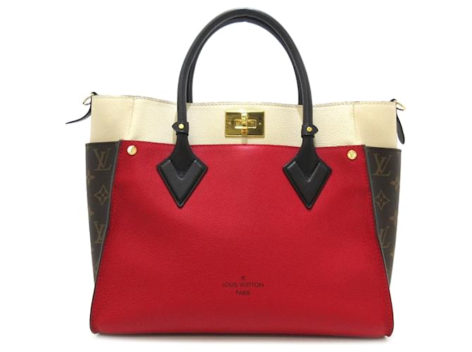 Twist Louis Vuitton Red Monogram On My Side MM Leather Cloth Pony-style calfskin  ref.1302576