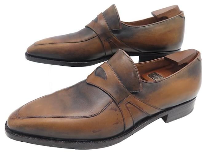 CHAUSSURES CORTHAY RASCAL MOCASSINS 8.5 42.5 CUIR EMBAUCHOIRS LOAFER SHOES Marron  ref.1302613