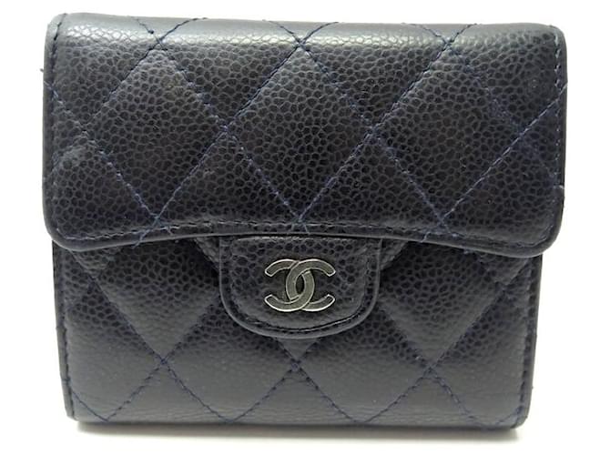 CHANEL TIMELESS WALLET BLUE CAVIAR LEATHER PURSE + WALLET BOX Navy blue  ref.1302650