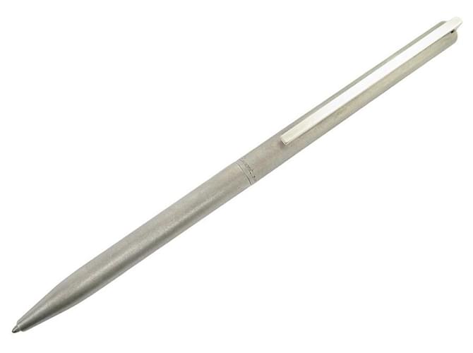 NEW ST DUPONT CLASSIC BALLPOINT PEN 045141N METAL SILVER BRUSHED BALLPOINT PEN Grey Silver-plated  ref.1302673