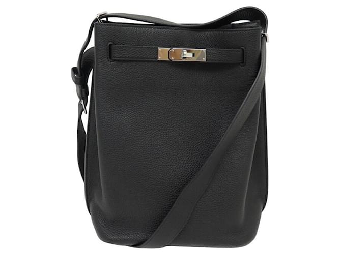 Hermès So Kelly handbag 26 2011 BLACK TOGO LEATHER BUCKET PURSE HANDBAG  ref.1302680