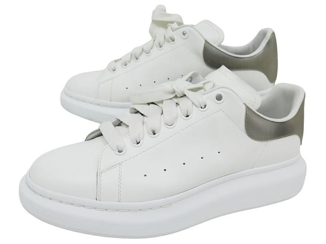 NEUF CHAUSSURES ALEXANDER MCQUEEN LARRY OVERSIZE 586204 45 SNEAKERS SHOES Cuir Blanc  ref.1302699