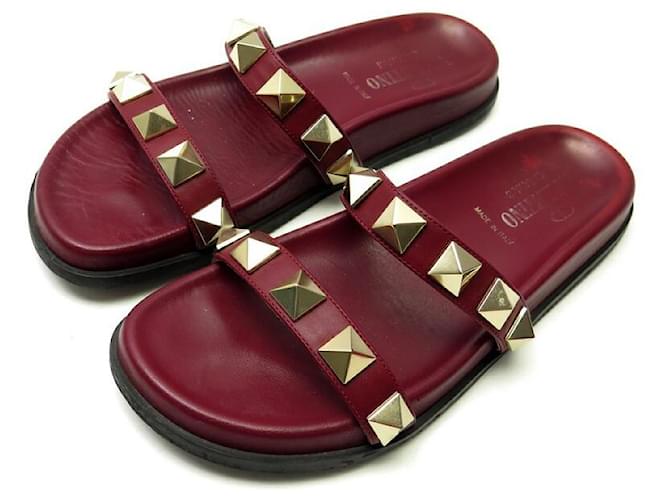 CHAUSSURES VALENTINO ROCKSTUD NW2S0D99 36.5 SANDALES MULES CUIR BORDEAUX  ref.1302713