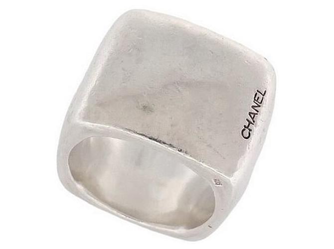 CHANEL CUBE JONC SQUARE T RING56 in Sterling Silver 925 40GR SILVER RING Silvery  ref.1302715