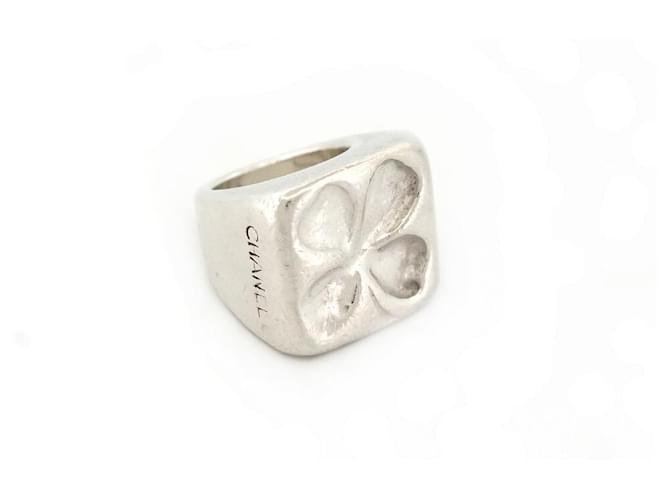 CHANEL CLEFLE T RING53 Solid silver 925 58GR SILVER STERLING CLOVER RING Silvery  ref.1302718