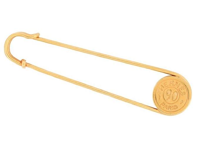 Autres bijoux Hermès EPINGLE HERMES CLOU DE SELLE BROCHE EN METAL DORE 5.3GR GOLD SAFETY PIN BROOCH Métal Doré  ref.1302734