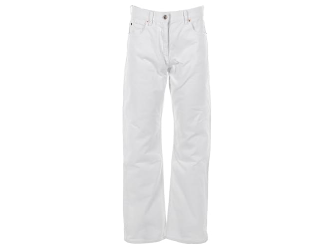 Valentino Garavani Valentino High-Rise Wide-Leg Jeans in White Cotton  ref.1302737