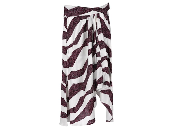 Isabel Marant Rebeca Asymmetrical Maxi Skirt in White and Brown Viscose Multiple colors Cellulose fibre  ref.1302748