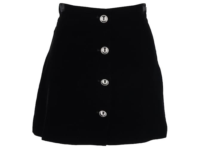 Miu Miu Buttoned Mini Skirt in Black Velvet  ref.1302753