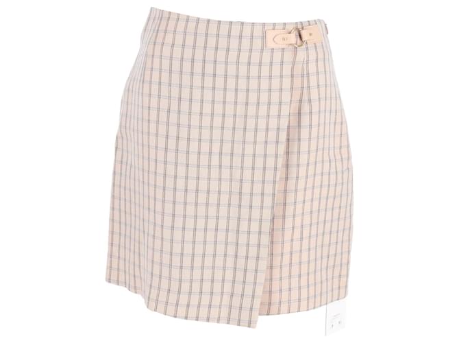 Sandro Paris Meredith Checked Mini Wrap Skirt in Pink Cotton  ref.1302754