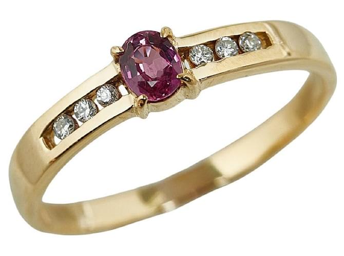 Autre Marque 18k Gold-Diamant-Rubin-Ring Metall  ref.1302797