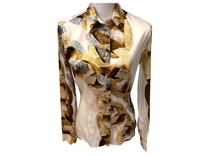Blusa de seda Roberto Cavalli dorada Dorado