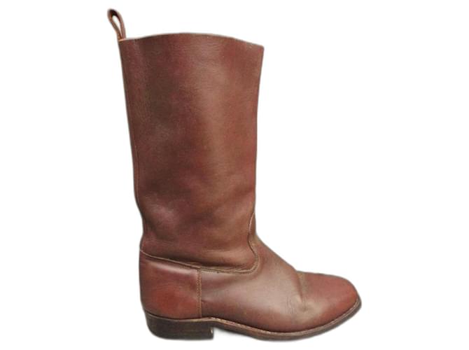 inconnue Vintage all leather boots size 41 Brown  ref.1302832