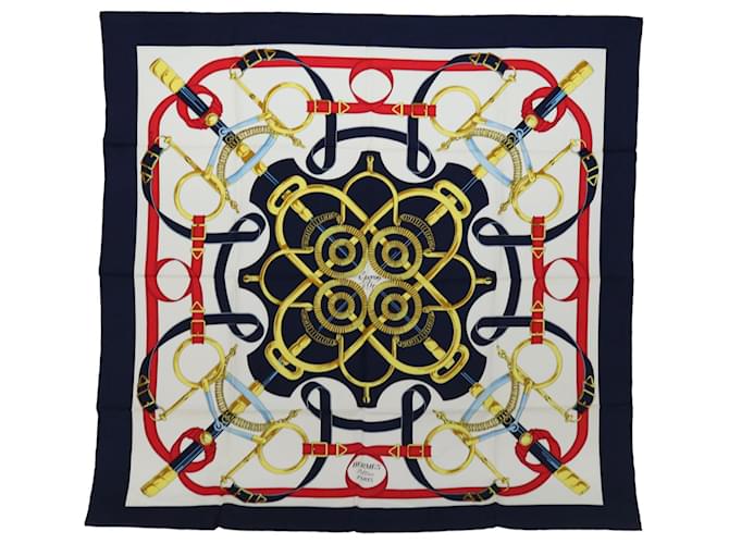 Hermès HERMES CARRE 90 Eperon d'or Tellier Scarf Silk Navy Auth am5854 Navy blue  ref.1302842