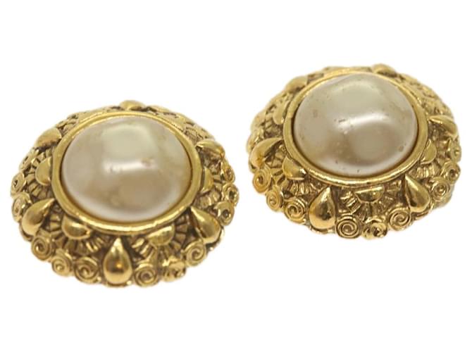 CHANEL Pearl Earring Gold Tone CC Auth yk11111 Metal  ref.1302905