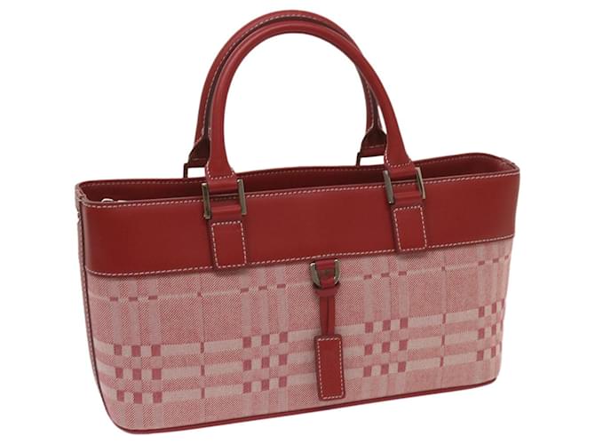 BURBERRY Nova Check Hand Bag Canvas Red Auth yb524 Cloth  ref.1302939