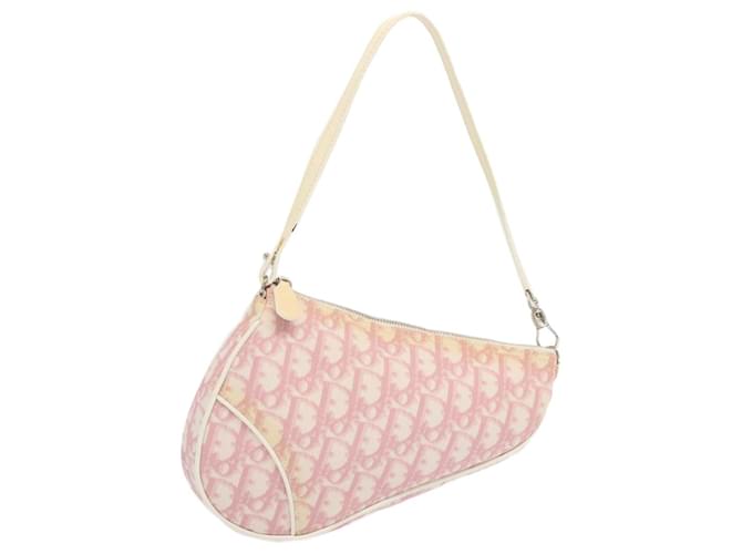 Christian Dior Saddle Pouch Trotter Canvas Pink Auth 67871  ref.1302940