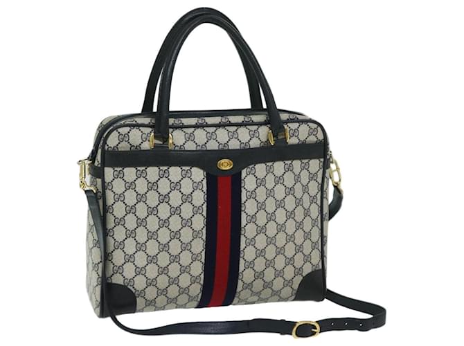 GUCCI GG Supreme Sherry Line Hand Bag PVC 2way Navy Red 904 02 015 auth 68271 Navy blue  ref.1302952