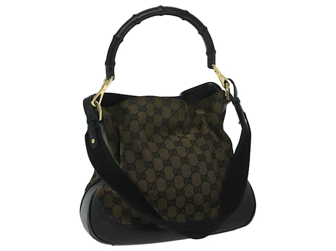 GUCCI GG Canvas Bamboo Hand Bag 2way Black Auth 68143 Cloth  ref.1302960