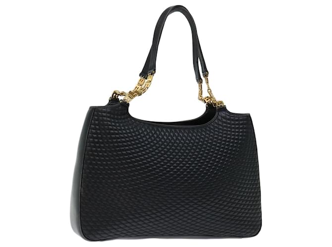 BALLY Quilted Chain Tote Bag Leather Black Auth yk11198  ref.1302977