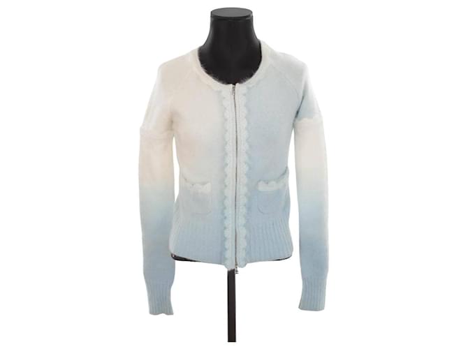 Chanel Cardigan corto in cashmere Blu Cachemire  ref.1302993