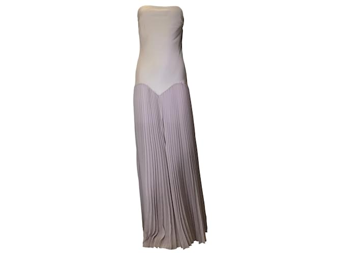 Autre Marque Retrofete Mink Grey Genevieve Pleated Strapless Silk Dress  ref.1303066