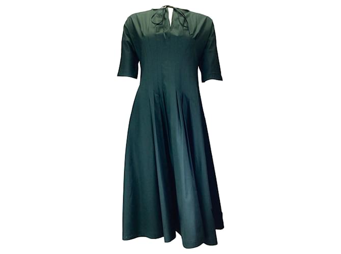 Autre Marque Marni Dark Green Short Sleeved Cotton Midi Dress  ref.1303068