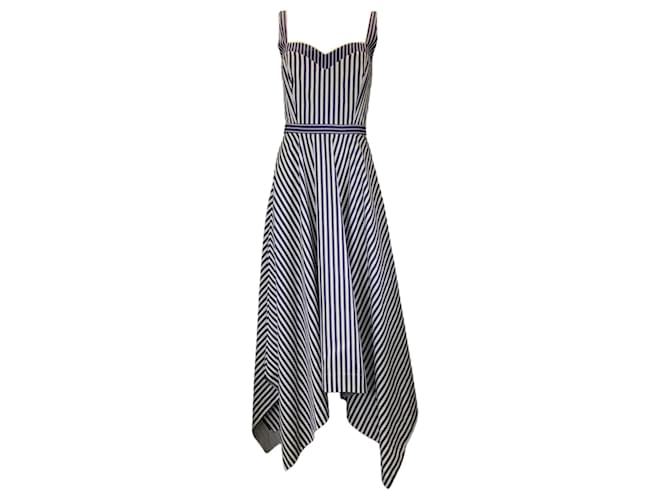 Autre Marque Duncan Blue / White Striped Stella Midi Dress Viscose  ref.1303073