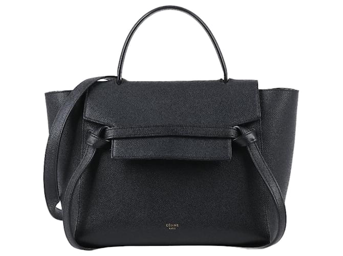 Céline CELINE Grained Calfskin Micro Belt Bag in Black Leather  ref.1303083
