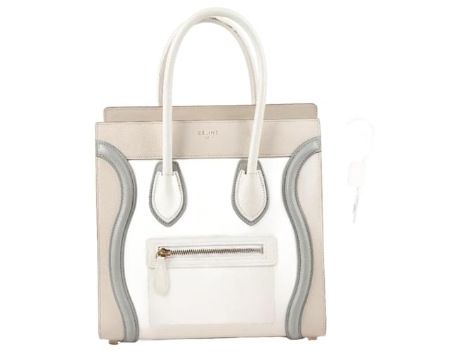 Luggage Céline CELINE Mikro-Reisegepäck aus glänzendem, glattem Kalbsleder in drei Farben Natur Beige  ref.1303094