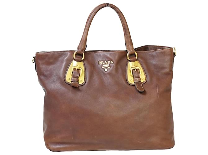 Double Prada Brown Leather  ref.1303123