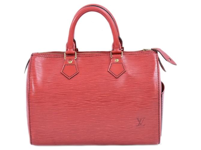 Louis Vuitton Speedy 25 Vermelho Couro  ref.1303139