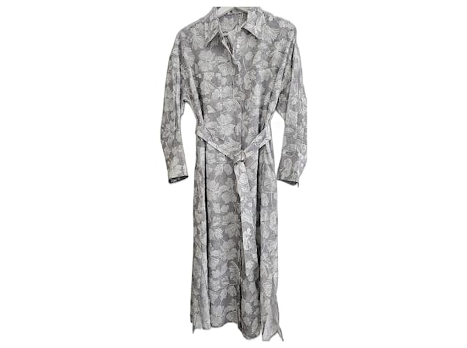 Brunello Cucinelli Dresses Grey Silk  ref.1303167